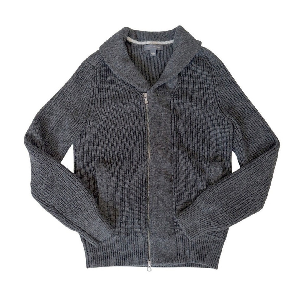 Banana Republic Womens S Merino Wool Chunky Knit Shawl Collar Full-Zip Sweater
